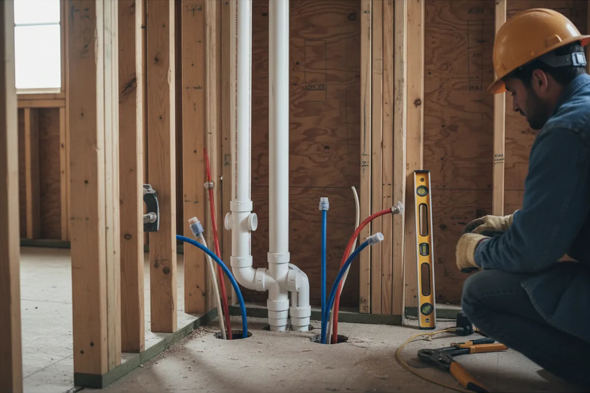 Drain and supply rough-in during Drain Cleaning in Deer Island